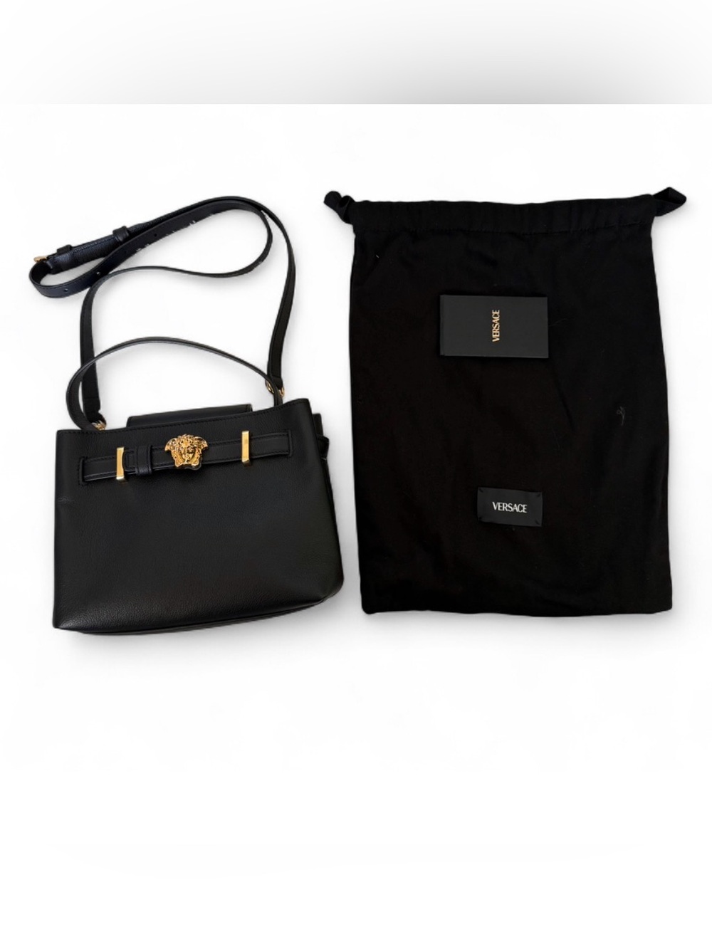 Versace Black Leather Top-Handle Mini Bag Medusa Hadware - Picture 5 of 7
